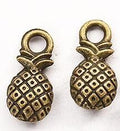 Tiny Textured Pineapple Charm In Antique Bronze and Antique Silver Metal Finish view 3