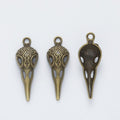 Ornate Bird Skull Charm in Six Vintage Metal Finishes view 7