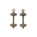 Dumbbell Weight Charm In Antique Bronze And Silver view 6