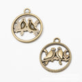 Round Lovebird Openwork Metal Charms in Two Finishes view 4