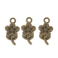 Three Flower Bouquet Metal Charms in Bronze and Silver Tones view 5