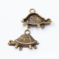 Domed Shell Turtle Metal Charms in Two Antique Finishes view 5
