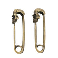 Skull Head Safety Pin Brooches in Two Antique Finishes view 5