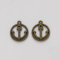 Vintage Finish Metal Rope Circle Anchor Charms in 4 Style Options view 6