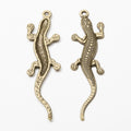 Gecko Charm Textured Long-Tail Metal Pendant in Five Finishes view 6