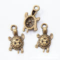 Small Turtle Charm with Patterned Shell in Two Antique Finishes view 6