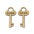 Love Key Charm in 2 Metal Finishes for Jewelry Making view 6