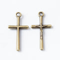 Slender Cross Charms in Two Antique Metal Finishes view 5