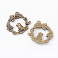 Bird In Wreath Metal Charm In 3 Finish Options for Jewelry Making view 6