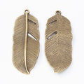 Large Detailed Feather Metal Charm Pendant Jewelry Making Component view 5