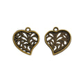 Filigree Scroll Heart Metal Charm in 2 Finishes for Jewelry Making view 5