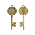 Round Bezel Key Metal Charm for Jewelry Making in Antique Bronze and Antique Silver view 5