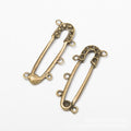 Multi Loop Safety Pin Brooch Bases in Two Antique Finishes view 5
