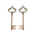 Antique Bronze and Silver Clover Bow Skeleton Key Charms view 5