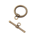 Antique Bronze and Silver Rope Texture Toggle Clasps view 5