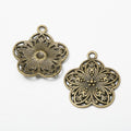 Vintage Finish Metal Six Petal Floral Charms in 3 Style Options view 6