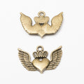 Crowned Heart and Wings Metal Charms in Bronze and Silver view 5