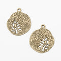 Textured Round Tree Charms In Four Finishes For Jewelry Making view 6