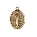 Oval Religious Figure Medal Charm In Antique Bronze and Antique Silver Metal Finish view 5