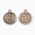 Round Buddha Symbol Pendants in Three Patina Finishes view 6