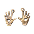 Heart Palm Hand Metal Charms in Two Antique Finishes view 6