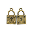 Bronze Gold and Silver Love Lock Charms with Cross Detail view 6