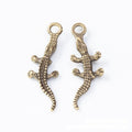 Slender Crocodile Antique Metal Charms In Two Finishes view 5