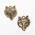 Raised Wolf Head Charms in Two Antique Metal Finishes view 5