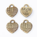Vintage Finish Metal American Flag Heart Charms in 3 Style Options view 6