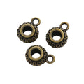 Dotted Round Three Way Bail Bead in Textured Metal for Jewelry Making view 5