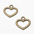 Vintage Rope Edge Heart Charm in 2 Finishes for DIY Jewelry Making view 5