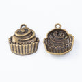 Swirl Top Cupcake Charms in Two Antique Metal Finishes view 5
