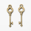 Heart Top Skeleton Key Charm In Antique Bronze, Gold and Antique Silver Metal Finish view 6