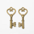 Heart Bow Skeleton Key Metal Charm for Jewelry Making in Antique Bronze and Antique Silver view 5