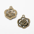 Openwork Rose Flower Charm in Five Metal Finishes for Jewelry view 6