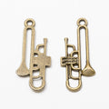 Miniature Trombone Charm In Antique Bronze and Antique Silver Metal Finish view 6