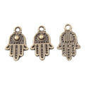 Detailed Hamsa Hand Charms in Two Antique Metal Finishes view 6