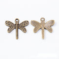 Striped Dragonfly Metal Charms in Two Antique Finishes view 4