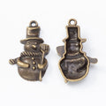 Vintage Style Metal Top Hat Snowman Charm in 2 Metal Finishes view 5