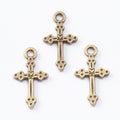 Trefoil Tip Cross Metal Pendant Charms in 6 Distinct Finishes view 7
