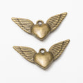 Winged Heart Textured Metal Charm Pendant For Jewelry Making view 5