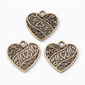 MOM Heart Metal Charms in Two Antique Finishes Jewelry Components view 5