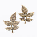 Antique Metal Five Leaf Branch Charm Pendant With Textured Detail, 2 Finishes view 5