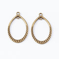 Ribbed Open Teardrop Charm in 3 Metal Finishes for Jewelry Making view 6