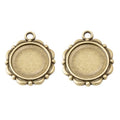 Antique Bronze and Silver Round Floral Bezel Charms for Jewelry Making view 5