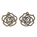 Open Rose Outline Jewelry Charm in Three Metal Finishes view 5