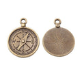 Detailed Compass Metal Charm in Two Antique Finishes view 5