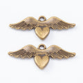 Winged Heart Metal Charms in Two Antique Finishes Jewelry Components view 5