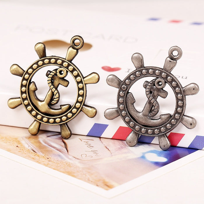 Direct 42x45mm Alloy Two Tone Ship Anchor Vintage Pendant For DIY Necklace Findings