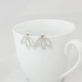 Silver Tone Lotus Petal Front Back Jacket Stud Earrings view 2